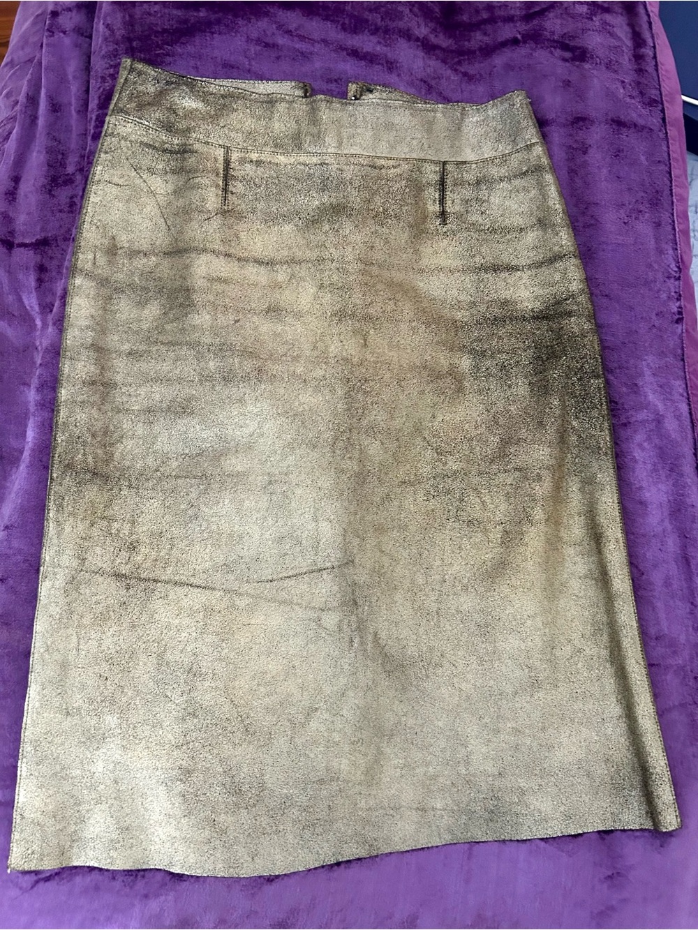 BCBGMaxAzria RARE Distressed Metallic Gold/black A-Line Skirt - Picture 11 of 12